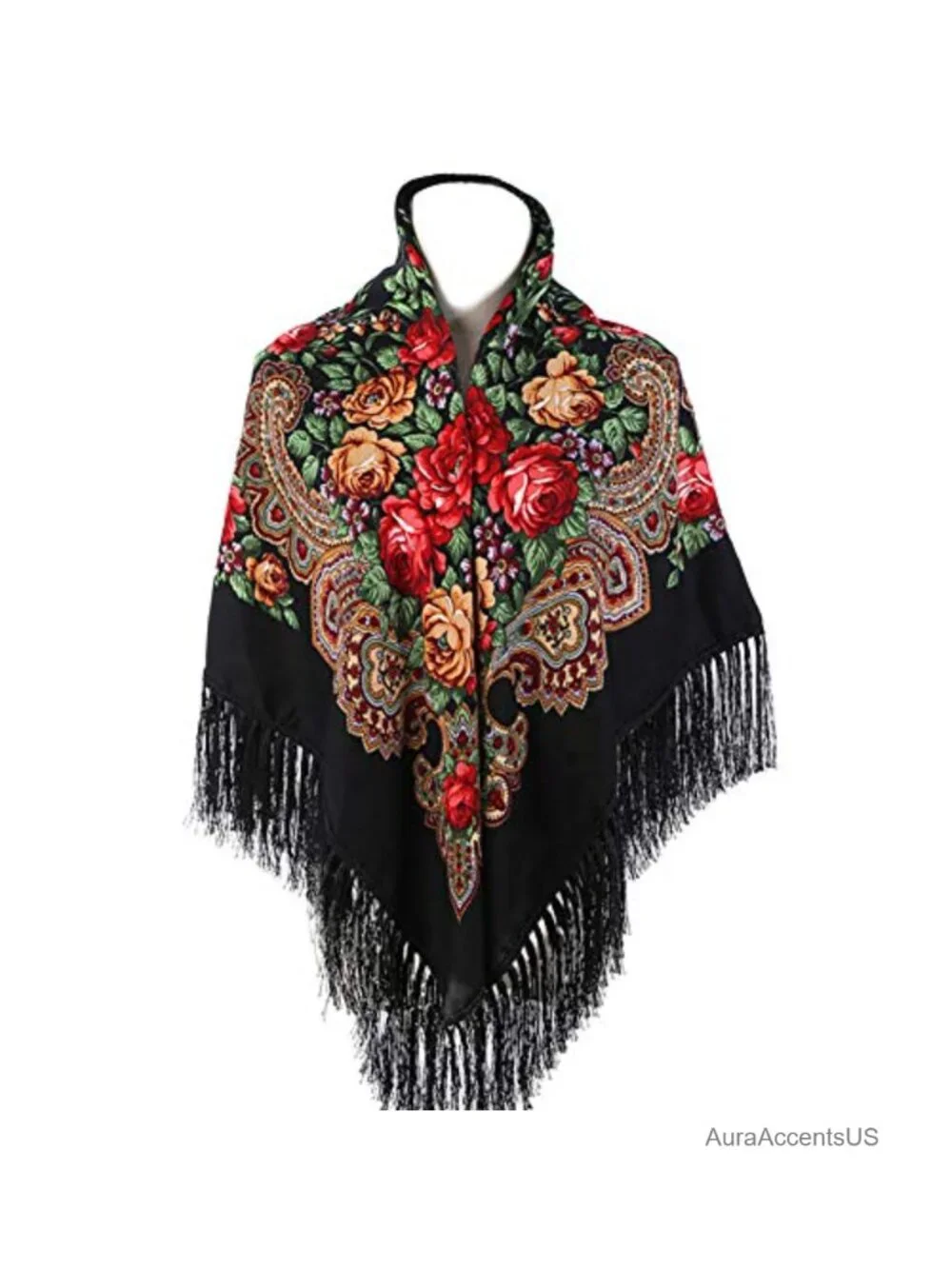 Women's Traditional Folk Scarf Wrap Tassel Fringes Shawl Square Cape 50inch